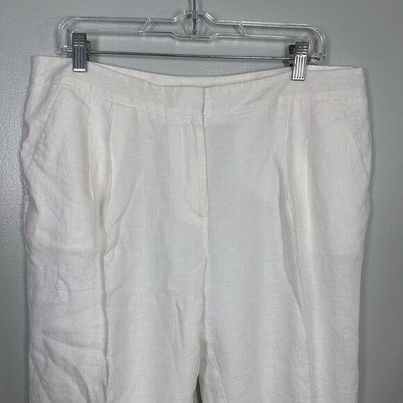 NEW Loft 12 Linen Marisa Cropped White Tapered Leg Pants Office Career Beachy - Picture 2 of 6